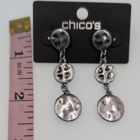 Chico's Silver Drop Earrings with Crystal Accents - Picture 4 of 5